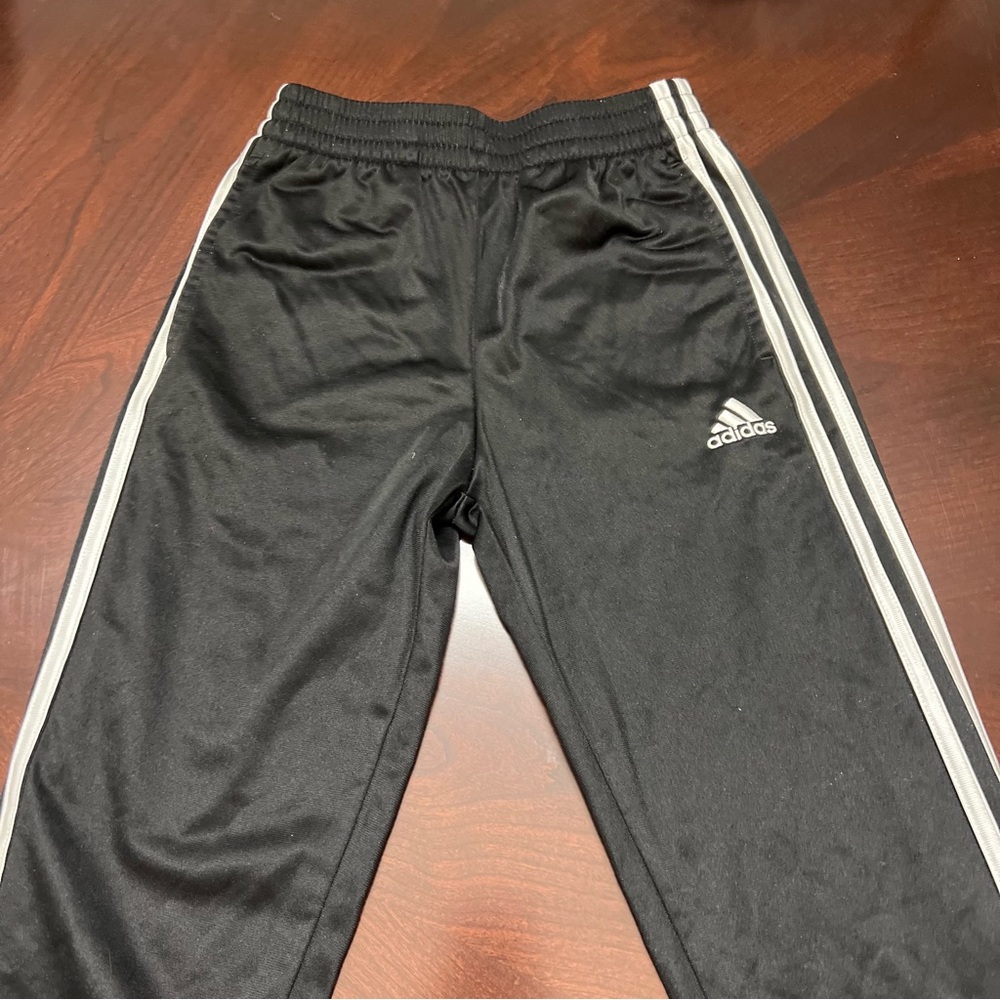 Adidas Kids Black Joggers with Classic White Stripes